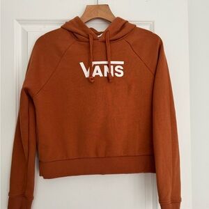 VANS rust brown hooded logo long sleeve sweater hoodie sweatshirt size XS
